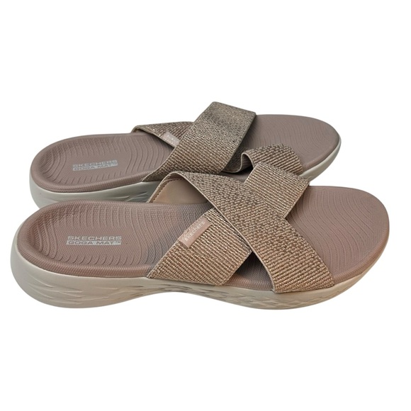 DUSTY ROSE Skechers Size 10 Go Walk Slip On Sandals Goga Mat Customized Fit - Picture 1 of 7